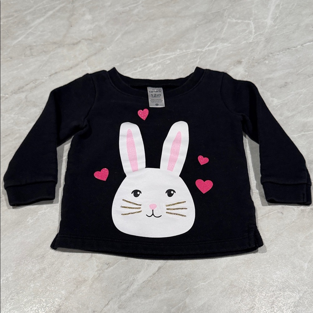 Cat & Jack  size 12 months NEW
Black Long Sleeve Bunny Shirt